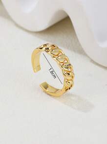 1 件可调节十字交叉图案镀金戒指，优雅简约，女士时尚珠宝 - 扭紋戒指 - 查看 3