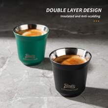 Bincoo Stackable Insulated Espresso Cups Set,2 Pack Stainless Steel Double Wall Insulated Coffee Cups Demitasse Cups For Drinking