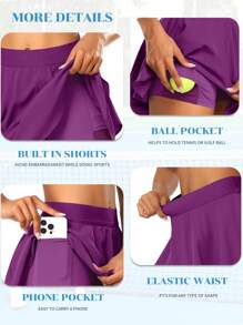 JoyGirl Women Pleated Tennis Skirt With Shorts High Waisted Golf Skort Mini Skirt Workout Skirt Athletic Skorts With Pockets - Purple - View 5