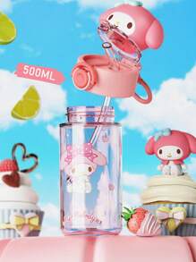 Sanrio 1pc Sanrio Kuromi Water Bottle Water Cup, 500ml Straw Cup,For Outdoor, Camping,Easy To Carry,Holiday Gifts, Birthday Gifts, Party Gifts,Cute Student High Bounce Straw Cup,High Aesthetic Water Cup