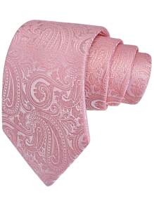 1pc 8cm Width Men's Blush Pink Rose Gold Paisley Pattern Necktie, Fashionable & Personalized Tie For Wedding, Party, Events Men Necktie - Rose Gold - View 2