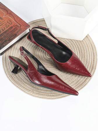 Fall/Winter 2025 Women's Red Angora 4cm Kitten Heel Slip-On Party High Heels Dress Pumps, Elegant,Pointed Heels