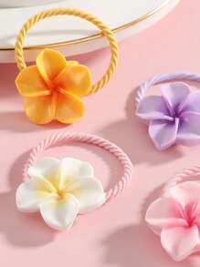 5pcs/10pcs Multicolor Plumeria Hair Scrunchies, Elegant Hair Accessories For Girls And Girl, Suitable For Everyday Use