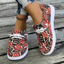 1 paire de chaussures plates confortables et légères en canevas à bout rond antidérapantes pour femmes