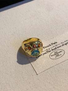 1PC Asymmetric Geometric Chunky Opening Rings For Women Stainless Steel Gold Color Wedding Ring Aesthetic Fashion Jewelry Party Gift