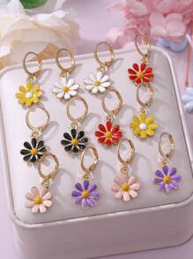 6 对女孩卡通吊坠耳环套装