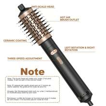 3 In 1 Automatically Rotating Hot Air Blow Dryer Brush Set, Auto Spin Hair Dryer With 2 Interchangeable Brush(38mm+50mm) & Air Nozzle, Electric Hot Air Spin Hair Brush Set For Hair Volumizer, Drying, Straightening, Curling