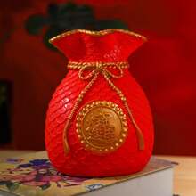 1pc Chinese Style Wheat Ear Lucky Bag Vase, Living Room Decor, Wealth-Attracting Money Bag Vase Ornament, Resin Home Party Decoration Gifts Birthday Graduation