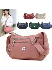 Mochila Bolso Mujer Nylon Multifuncional Con Usb P/ Viaje - Rosa vieja - Ver 2