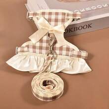 Pet Harness And Leash Set, Suitable For All Seasons, Soft Mesh Comfortable Breathable High-End Fashion Personalized Adjustable Cat Harness Cat Leash, Small Pet Vest-Style No-Leash Neck Dog Leash, Suitable For Cats And Small Dogs To Go Out For A Walk.