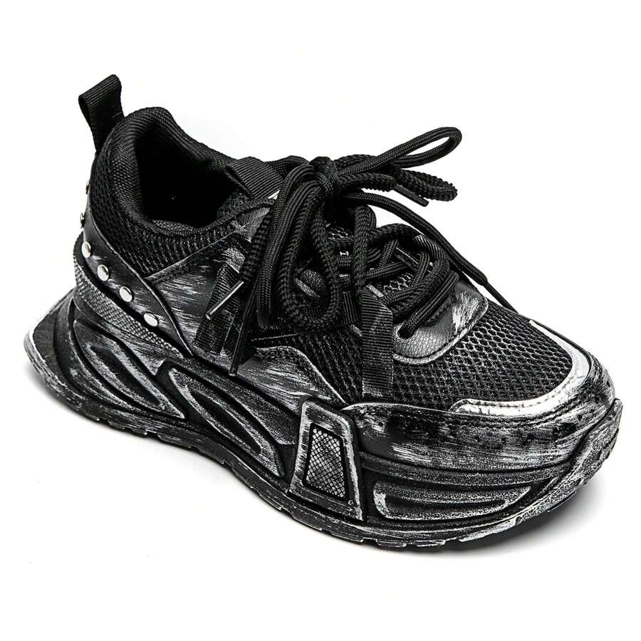 Distinctive Chunky Women's Sneakers | Remarkable Design - Black - View 1