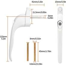 10 X  UPVC Universal Window Handle Inline Locking  Double Glazing White 41mm (Pack Of 10) - 10Pcs - View 2