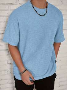 Men's Casual Textured Knit Fabric Comfortable T-Shirt