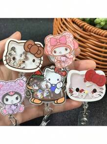 Sanrio 1 Sanrio Hello Kitty And Friends Acrylic Scalable ID Badge Clip - Durable PMMA Material, Cartoon Character Design, Suitable For Doctors, Nurses, And Teachers (Style And Color Random)