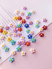 50pcs Macaron Nail Decoration DIY Multi-Color Random Mix, Nail Salon, Color Sunflower, Frangipani, Five-Petal Flowers, Spring And Summer