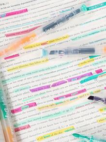 5pcs Color Laying Highlighter Pens Set Dual-Side Fluorescent Multi Layer Magic Art Marker Liner For Drawing Office School - one-size - View 6