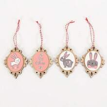 4 件复活节兔子木制挂饰复活节派对展示家居绘画装饰木片复活节装饰复活节装饰节日礼物 - 彩色 - 查看 5