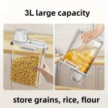 3L Airtight Food Storage Container With Lid - Leakproof, Moisture-Proof Kitchen Organizer For Grains, Nuts, Flour & Rice - PE Material - Multicolor - View 3