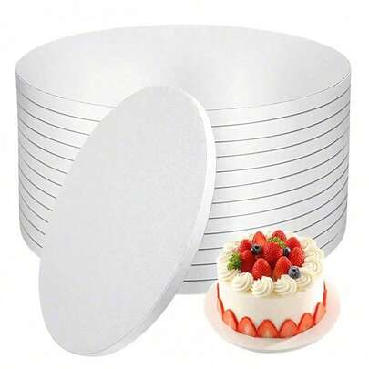 3pcs - 1pc 8/10/12 Inch Round White Heavy Duty Cake Board, Gold/Black Thick Cardboard Cake Bases, Sturdy Cake Boards, Ideal For Baking DIY Cakes And Pastries, Home Kitchen Baking Supplies, Suitable For Halloween, Christmas, Back To School, Parties, Oktoberfest, Easter, Valentine's Day, Mother's Day, Father's Day And New Year Celebrations