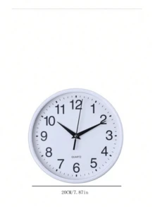 1pc Simple Plastic Silent Wall Clock, Creative & Fashion Living Room 3D Numeric Scale Clock, Round Shape - Blue - View 3