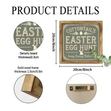 1 Piece Farmhouse Wooden Rabbit Mural, 8x 8 Inch Farmhouse Decoration, Bedroom, Kitchen, Bathroom, Comfortable Home Decoration, Easter Mural Decoration Gifts Birthday Graduation - Multicolor - View 10