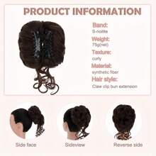 1pc Messy Bun Hair Scrunchie, Floral Design, Natural Fluffy Look, High Temperature Fiber, Convenient Use, Elegant Gift Hair Claws Claw Clips Hair Clips Hair Jaw Clip Hair Clamps Hair Clutch Hair Claw Clip, School Stuff, College Fall Winter Hair Accessories For Women For Vacation Outfits Woman Flower Hair Clip