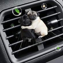 Welpen Umarmungs Auto Lüftungsclip, 2D Acryl Aromatherapie Diffuser, Kfz Lufterfrischer Zubehör, Auto Innenraum Deko mit Dufttablette/Balsam/Räucherstäbchen