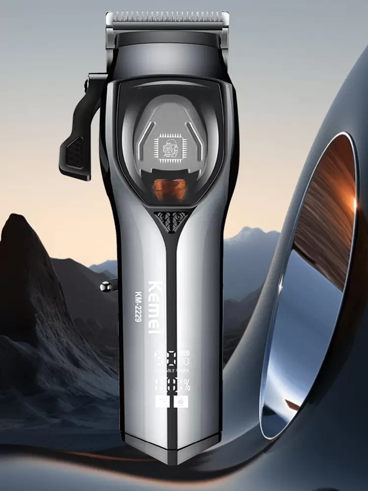 Máquina de cortar el pelo profesional Kemei KM-2229 para hombres - Cortadora de pelo ajustable a 9000 RPM, recortadora eléctrica de alta velocidad para un acicalado preciso - Negro - Añade 8