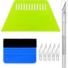 8 pezzi Kit attrezzi per applicare pellicole adesive e vinili per auto, inclusi racla per levigare, kit per rivestimenti murali e tinte per vetri, set di strumenti per applicazioni