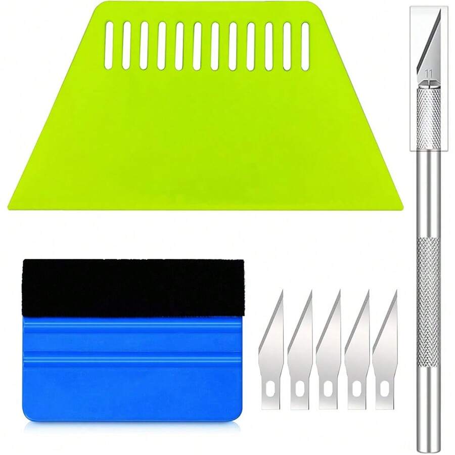 8 pezzi Kit attrezzi per applicare pellicole adesive e vinili per auto, inclusi racla per levigare, kit per rivestimenti murali e tinte per vetri, set di strumenti per applicazioni