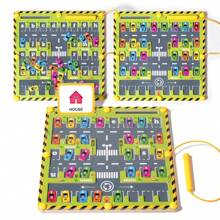 磁性字母迷宫木制学习玩具，彩色停车场拼音游戏，儿童计数和分类活动，精细运动技能培养，非常适合生日、万圣节、圣诞节礼物