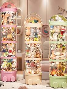 Waterproof Round Plastic Doll Storage Box With Cover - Multipurpose Toy Organizer For Plush, Round Plastic Doll Storage Box With Cover-Waterproof, Multifunctional Toy Storage Box, Suitable For Plush Toys, Dolls And Miscellaneous Items - Ideal For Home And Gift Solutions - Holiday Decoration For Home Organization