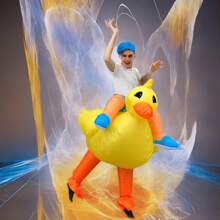 Adult Inflatable Duck Costume, Unisex Inflatable Costume, Ride-On Duck Costume, Fun Halloween Inflatable Duck Costume - Yellow - View 3