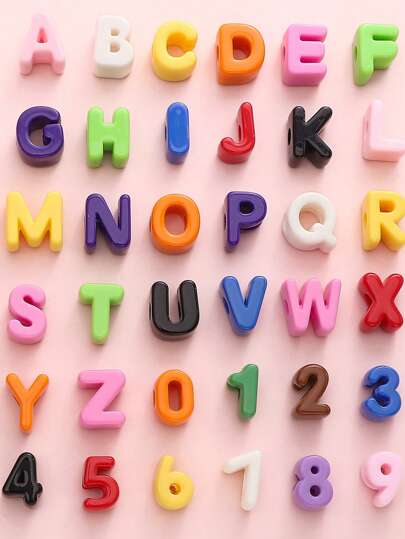 10pcs A~Z Single Letters Optional, 0-9 Random Mixed Numbers,Random Mixed Color Series Letter Beads,Number Beads - DIY Jewelry Making Accessories For Necklace Bracelet