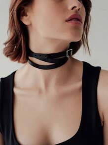 1PC Leather Collar Choker Gothic Choker Fetish Collar Layered Choker