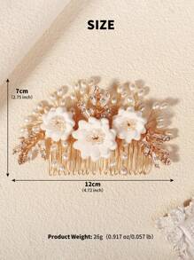1pc European & American Polymer Clay Flowers Decor Hair Comb, For Weddings & Parties