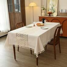 Toalha de mesa simples de crochê retrô rural, borla oca de penas de pássaros estilo country, tecido de malha, toalha de mesa quadrada de patchwork de renda, adequada para penteadeiras, banquetes, casamentos, decoração de casa, toalha de mesa decorativa de piano