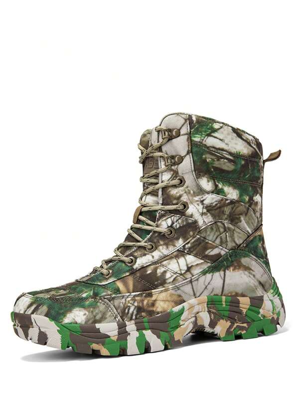 Plus Size Men's Outdoor High-Top Hiking Boots, Waterproof Non-Slip Training Trekking Shoes