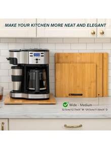 1pc Bamboo Appliance Sliding Tray, Coffee Machine Sliding Tray, Kitchen Countertop Appliance Rolling Tray With Rubber Wheels, Medium (29.5cm Deep X 32.5cm Wide), Small (25cm Deep X 28.5cm Wide), Deep Medium (36.5 Inch Deep X 24 Inch Wide), Deep Small (35.56cm Deep X 14.5cm Wide) - Multicolor - View 5