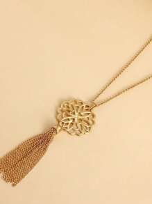 1 件优雅石榴红人造宝石女士项链，适合派对和日常佩戴 - 金黃色 - 查看 5