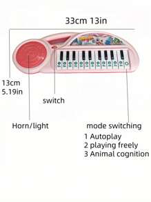 1pc Children's Educational Electronic Piano Toy With 13 Keys, Simulated Piano Musical Instrument Toy Portable Cartoon Kids' Music Piano, Suitable For Boys & Girls, Early Education Toy Gift Birthday Gifts