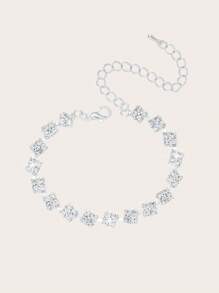 Luxury Rhinestone Necklace Earrings Bracelet 3-Piece Set - Suitable For Various Activities