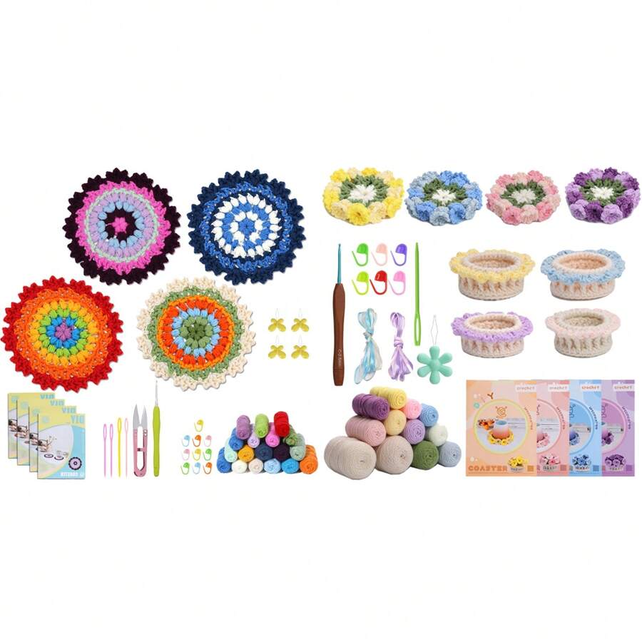 Aeelike Kit Granny Square Uncinetto Per Principianti - Multicolore - Lana E Istruzioni Dettagliate