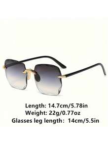 نظارات موضة نسائية بدون حافة مربعة الشكل، نظارات الموضة للرجال والنساء لفصل الصيف والسفر (لا يتضمن علبة النظارات) للعطلات الشاطئية والخارجية والسفر