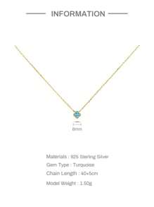 EleRunis 1 pieza Colgante de Flores de Turquesa de Plata de Ley 925 con Collar, Joyería Fina como Regalo para Mujeres para Uso Diario, Boda, Fiesta, Compromiso y Día de San Valentín - Dorado - Ver 3