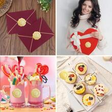 100 pegatinas con sello de cera en relieve, sello de metal en relieve retro, pegatinas de boda, pegatinas doradas, pegatinas de sobres con forma de corazón, para bodas, fiestas de cumpleaños, sobres de regalo del Día de la Madre