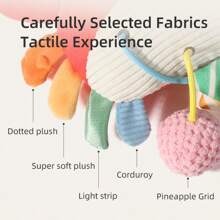 1pc Baby Plush Pull/Push Sensory Toy, Includes Crab & Chick Shaped Fabric Toys With Teether, Mirror, Bell, Suitable For Crib, Stroller, Car Seat, Multi-Textural Experience, Early Educational Development Gift For Baby Boys And Girls (Some Accessory Colors Randomly Assorted)