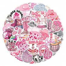 Pegatinas de vaquera disco, paquete de 55 unidades, pegatinas de vaquera de moda rosa, calcomanías y pegatinas de vinilo para portátil, suministros para fiestas como regalos (DiscCwgirl) papelería manualidades libro de sticker estikers - Multicolor - Ver 4