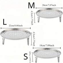 1/3pcs LDQ Stainless Steel Steamer Rack - Rust-Proof For Home Storage Pots, Multi-Layer Round Steamer Insert With Can Holder Accessory, Perfect For Home Kitchen Use, Kitchen Helper[Please Remove The Anti-Scratch Film Before Use, If It Cannot Be Removed, Please Use Hot Water To Soak] - Multicolor - View 3