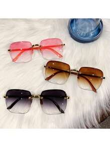 نظارات موضة نسائية بدون حافة مربعة الشكل، نظارات الموضة للرجال والنساء لفصل الصيف والسفر (لا يتضمن علبة النظارات) للعطلات الشاطئية والخارجية والسفر